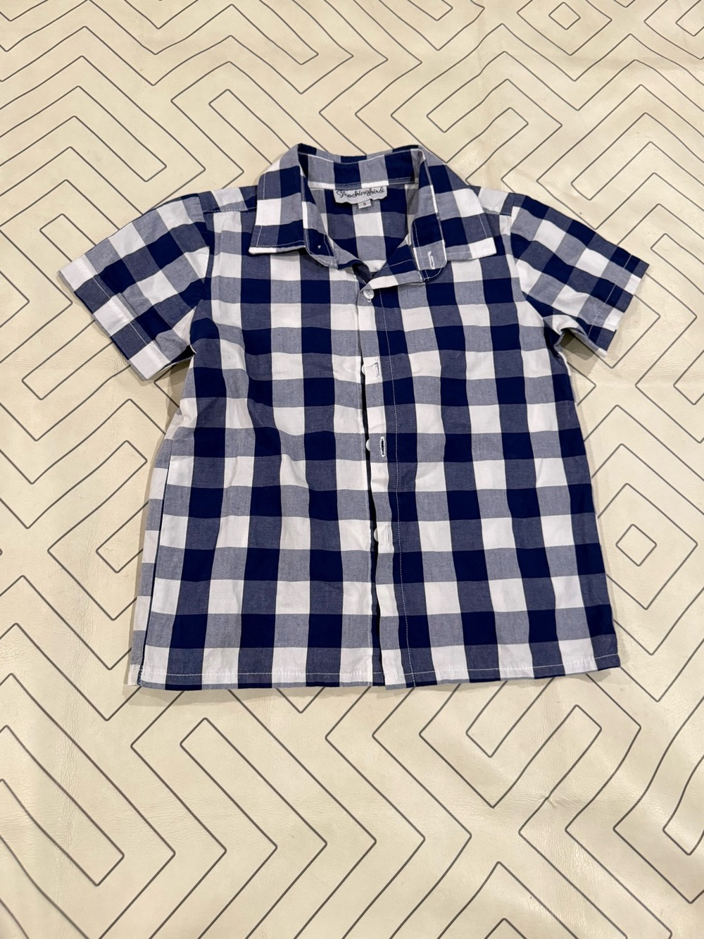Smockingbird Navy & White Check Short-Sleeve Button Down